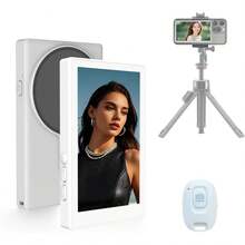 Selfie Monitor Screen With Touchscreen - Wireless 4K 60fps Magnetic Vlog Back Camera Monitor, Bluetooth Remote, Built-In Speaker For Vlog Live Stream , Compatible With IPhone & Android (White) - 1 - 查看 2