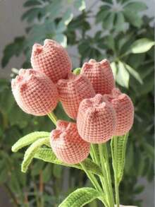 手工钩织郁金香花束，非常适合DIY项目，逼真的人造花礼物，适合母亲节、教师节、生日、毕业典礼和情人节。 - 彩色 - 查看 2