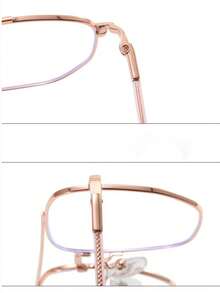 1 Paar Herren Metall asymmetrische geometrische Klarglas Brille - Gold - Übersicht 2