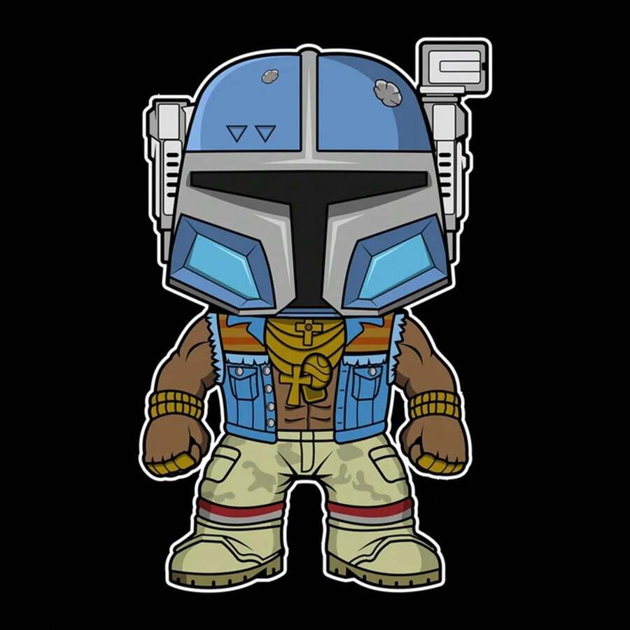 Camiseta esencial informal unisex Mr T Mandalorian - Tacto suave, fácil cuidado, atuendo diario - Negro - Ver 1