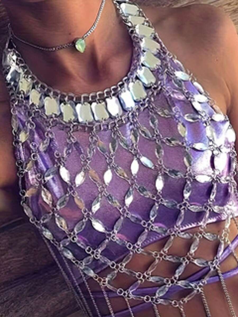 新款时尚欧美跨境配饰，简约流苏链比基尼身体链，女士饰品 - 彩色 - 查看 1