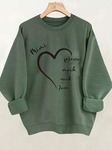 2026 Valentine Outfits For Women Custom Ladies Heart Name Pattern Sweatshirt - Crew Neck Pullover, Casual Long Sleeve Crew Neck Sweatshirt, Machine Washable Daily Comfortable Style, Soft Clothing, Autumn Winter Sweatshirt, Four Seasons Loose And Comfortable Valentine's Day - trắng - Xem 8