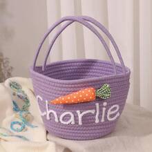 1pc Customized Gift Basket, Suitable For Valentine's Day Party/Wedding/Gift Basket/Souvenir Basket, Handmade Name Text Gift Basket, Holiday Gift Basket For New Year/Easter/Children's Day/Mother's Day/Father's Day/Anniversary, White/Pink/Blue Customized, Suitable For Men And Women, Can Be Used For Holiday Gifts/Toys/Cosmetics, Gift Display And Storage/Daily Storage, Can Be Used For Gift Packaging, Home Storage, Suitable For Bedroom/Living Room/Game Room/Toy Room/Car Portable Storage Organization - Multicolor - View 8