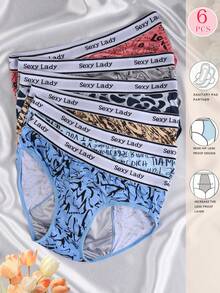 6 Women's Solid Color Menstrual Underwear, Suitable For Menstrual Cycle - Soft, Elastic, Skin Friendly Fabric, Comfortable All Day Women's Underwear - 彩色 - 查看 1