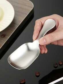 1pc Stainless Steel Short Handle Square Tea Spoon, Suitable For Tea Leaves, Coffee, Ice Cream, Desserts, Sugar And Seasonings, Deep Scoop Design For Home And Commercial Use - Multicolor - View 4
