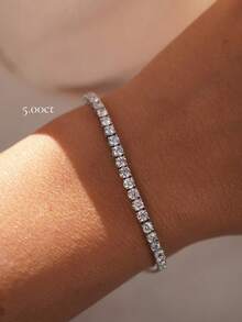 Luxurious Moissanite Tennis Bracelet - 15.5-19 Carat Lab-Grown Diamond, 925 Sterling Silvery, VVS1 Round Cut, Perfect For Daily Wear & Gifting - Tennis Chain - View 15