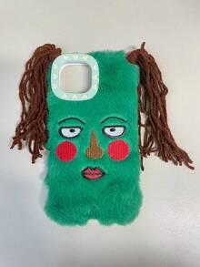 搞笑手机壳，丑陋手机壳可爱卡通辫子女孩 15 Pro Max/17 苹果手机壳，蓬松柔软保护套适用于 12 Pro、14、11、13 系列 - 綠色 - 查看 11