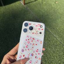 1 张樱桃图案 DIY 贴纸 + 镜头保护膜，精细闪光灯相机镜头膜，兼容 Apple 17 Pro Max/17 Pro，柔软保护膜。硬质玻璃膜