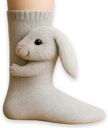 Animal Socks Women Funny Animal Hug Sock Hand Crocheted Warm Socks Long Stocking Stuffers Sock - #01 - Xem 4