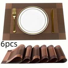 Bộ 1-12 tấm lót bàn ăn bằng PVC chống thấm nước và chịu nhiệt, thích hợp cho phòng ăn, trang trí bàn ăn, trang trí nhà cửa. - Nhiều màu - Xem 16