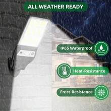 350,000 Lumens Super Bright Solar Light With Motion Sensor, Solar Powered Garden Path Light, Floodlight, Outdoor Waterproof Security Wall Lamp For Yard, Driveway, Garage, Park, Commercial Lighting - Black - View 8