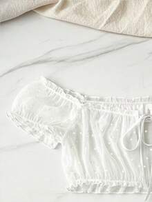 Set de 2 bragas cortas de encaje transparente y sexy, lencería - Blanco - Ver 5