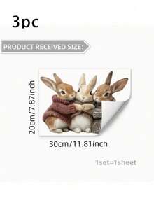 1/3/5pcs Easter Bunny Window Clings, 7.87x11.81 Inches, Static Cling, Modern Sweater Bunny Design, Blue And White, PVC, Suitable For Holiday Home Decor, Rabbit Accessories