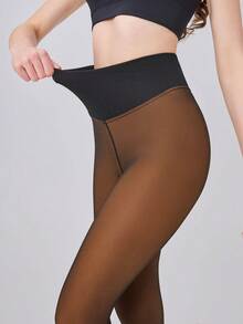 Thiết kế dây đai nén mới & đường may đơn! Quần legging lót len Merino cổ điển, quần bó giữ nhiệt thể thao mùa đông dành cho nữ, quần bó lông cừu mùa thu/đông, quần legging nhung dày ấm áp gợi cảm, quần giữ nhiệt ôm sát co giãn. - Màu nâu Mocha - Xem 8