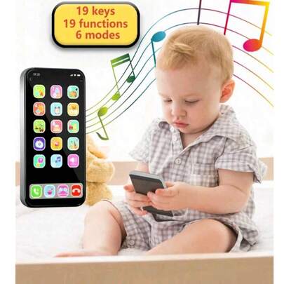 1 chiếc điện thoại âm nhạc hình quả táo sống động như thật dành cho trẻ em, đồ chơi giáo dục màn hình cảm ứng đa chế độ, quà tặng sinh nhật cho bé trai và bé gái (Không bao gồm pin)