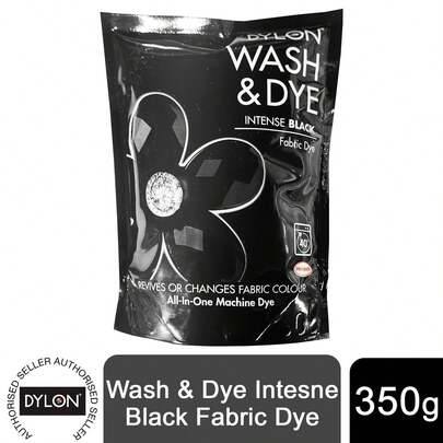  DYLON Wash & Dye Fabric Dye, Intense Black 350g, Washing Machine & Hand Clothes Dye, Permanent Fabric Colour, Colour Refresh For Faded Clothes, Easy To Use, Available In 1, 2 Or 4 Pack