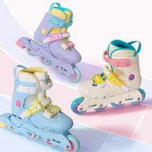 Inline Skates For Girls Kids Teens Boys Age 4-16, 4 Sizes Adjustable Blades Roller For Outdoor Indoor - 淡紫色 - 查看 6