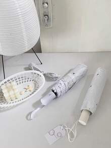 1pc Cute Foldable White Japanese Style Automatic Umbrella, Large Size, Fashionable For Men And Women, Great For Photo Shooting - Multicolor - View 6