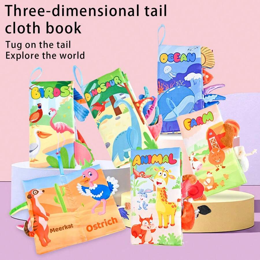 宝宝早教布书 感官尾巴布书 适合学习英语认知动物布书 可悬挂以提高宝宝认知能力