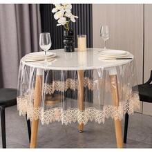 Clear Vinyl Tablecloth Protector Waterproof/Oil-Proof PVC Table Cloth Transparent Sheet Table Cover 60'' X 108'' Rectangular - Pattern B+48" (Round) - View 1