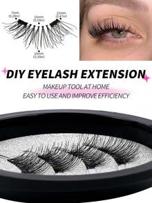 1对磁性假睫毛，无需胶水，7-15毫米柔软仿貂毛假睫毛，适合日常妆容，自然卡通风格，混合设计，3D浓密假睫毛 - 眼尾拉長款 - 查看 9