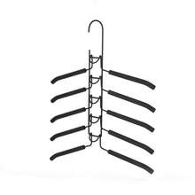 1pc Space-Saving 5-Tier Magic Clothes Hanger Organizer - Non-Slip, Foldable Metal Storage Rack, Suitable For Dorm And Wardrobe, Heavy-Duty Garment Rack For Maximized Closet Capacity, Efficient Wardrobe Organization, Durable Finish, Easy Access Multi-Stack Hanging Solution, Keeps Clothes Neat And Wrinkle-Free - Black - View 7