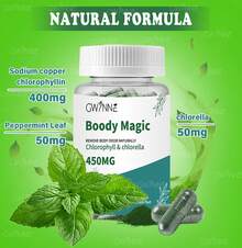 Gwynne Boody Magic Tabletas De Clorofila Natural Para El Olor Corporal Femenino Contiene 450 Mg De Clorofila Y Chlorella, Suplemento Desodorante Corporal Para Hombres Y Mujeres,60 Cápsulas - 2 piezas - Ver 5
