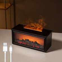 SULVGO 280毫升便携式超声波精油香薰机，逼真壁炉火焰效果，木纹设计，可调节雾量输出和定时功能，超静音 - 彩色 - 查看 12