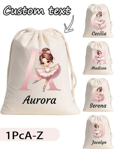 1pc Personalized Ballet Drawstring Pouch - Customized Ballet Dancer Gift, Beige Ballet Dancer Storage Bag With Drawstring Closure, Can Store Hairdryer, Cosmetics, Jewelry - Suitable For Ballet Dancers And Enthusiasts For Travel And Home Use, Ballet Accessory, Elegant Drawstring Bag, Well-Made, Secure Zipper Closure