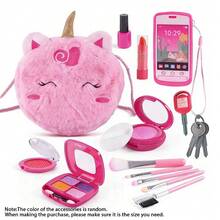 Unicorn Theme Children's Pretend Play Makeup Set, Children's Realistic Makeup Toy Set, Unicorn Theme Gift, Pretend Play Toy Set, Suitable For Little Girls, Halloween/Thanksgiving/Christmas Gift - Multicolor - View 12