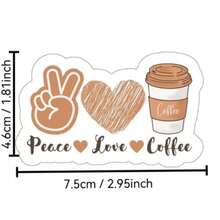 2/5pcs Peace Love Coffee Black Stickers, Inspirational Creative Stickers, English Letter Vinyl Waterproof Stickers, Suitable For Laptop, Notebook And Water Bottle - Multicolor - View 3