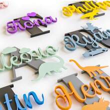 1 pieza Placa personalizada, Placa con nombre de letra personalizada, Placa con nombre para habitación de niños/Placa para evento/Oficina/Señal de dirección para sala de actividades, Impresa en 3D en múltiples tipos de letra, Adecuada para decoración del hogar/Navidad/Año Nuevo/Día de San Valentín, Guía interior y exterior - Multicolor - Ver 2