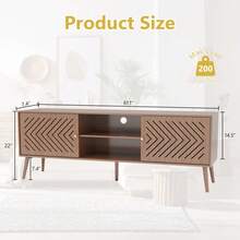 70 Inch TV Console - Mid Century Modern Entertainment Center - Brown - View 4