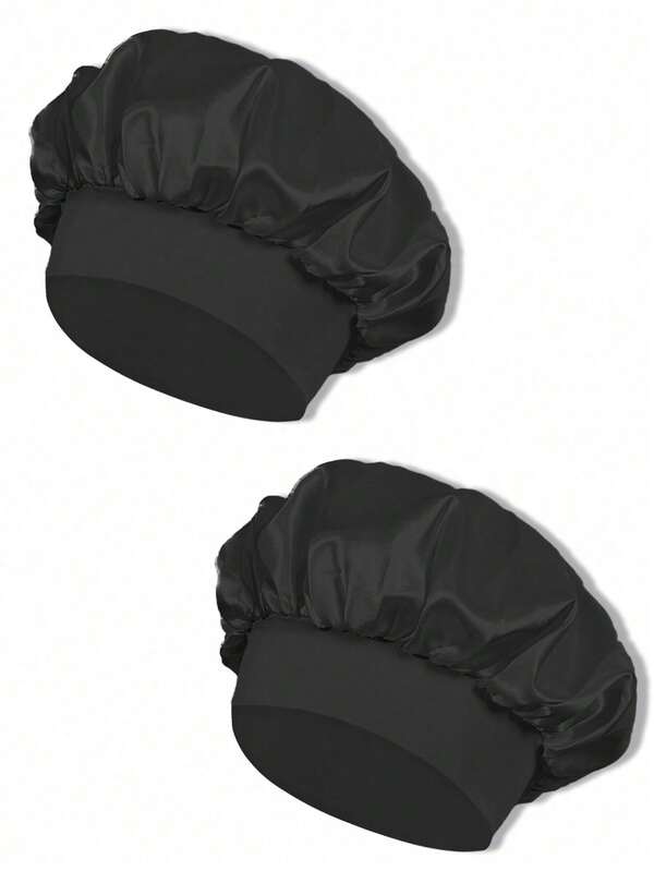 1/2 Stücke Seide Schlafhaube, Satin Haube, weiche elastische Seide Schlafhaube, Lockiges Haar Seide Haarschutz (Schwarz und Pink)