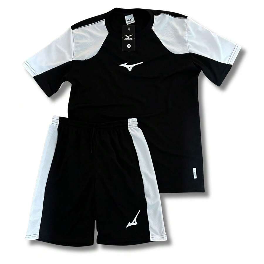 Men's Dry-Fit Sports Set: T-Shirt + Shorts For Gym And Casual Workouts - Black - View 1