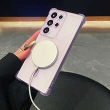 新款磨砂磁吸哑光半透明/全覆盖/防摔保护/磨砂亲肤感手机壳，兼容三星、苹果、vivo、OPPO等品牌手机。 - 淡紫色 - 查看 3