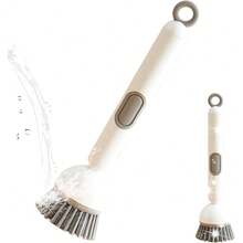 Kitchen Sink Scrub Brush - Dishwashing Brush | Rotating Dish Scrubber Tool | Pot Scrubber Refillable Long Handle Kitchen Tools for Cookware Pots Pans Cups Sink Stove Bottle Bathroom Shower - Blanco - Ver 9