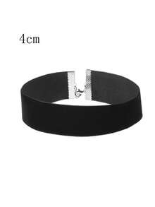 3件套女士时尚朋克风宽丝绒黑色颈链，哥特式项圈项链套装 - 黑色3條 - 查看 3