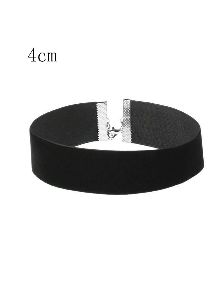 Bộ 3 dây chuyền choker bản rộng màu đen bằng nhung phong cách Punk dành cho nữ, bộ dây chuyền cổ áo kiểu Gothic. - Đen 3 sọc - Xem 3
