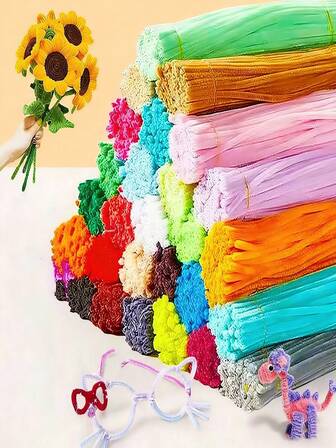 100 piezas Palitos de limpieza esponjosos, palitos suaves y mullidos adecuados para ramos de flores DIY, arreglos florales, proyectos de arte escolar para niños, decoraciones de fiestas, graduaciones, bodas, regalos de cumpleaños, Día de la Madre, Navidad y otras manualidades DIY para días festivos