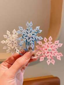 8pcs Snowflake Hair Clips, Girls Hair Accessories, Children Hair Clips, Ice Snow Hair Clips, Side Clips, Everyday Simple Hair Decorations (Paper Card For Display Only)