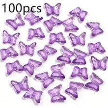 100颗/包 亚克力蝴蝶 15X13mm 彩色梦幻透明孔蝴蝶形珠子 适用于手链项链手机链隔珠吊坠首饰DIY工艺品材料 - 蝴蝶珠 - 查看 13