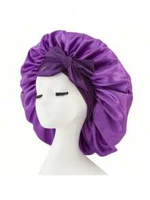 Women's Satin Hair Bonnet, Elastic Strap, Silky Smooth Colored Hair Cap, Casual Home Daily Hair Care Cap, Crown Mesh Hair Accessory, Christmas Gift Sleep Bonnet - Multicolor - View 15