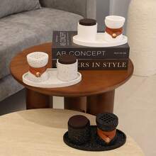 1 Set Minimalist Arabic Style Resin Incense Burner Kit. Includes Incense Holder, Spice Jar, Integrated Tray, Leather Strap Design - Vintage Yet Elegant. Suitable For Home Decor, Centerpiece, Meditation, Creating A Graceful Ambiance. Ramadan, Holidays, Gift For Loved Ones - Multicolor - View 2