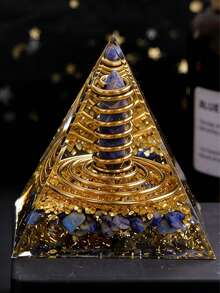 CUPIDCRYSTAL 1pc Orgone Lapis Lazuli Crystal Chakra Orgonite Pyramid, Suitable For Gifts, Office And Home Decor, Creative Gifts - A - View 8