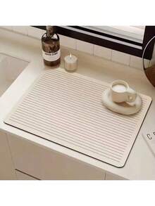1件条纹碗碟沥水垫，厨房台面垫，水槽垫，适用于碗碟架