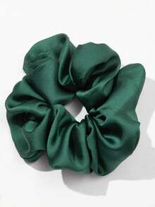 1pc Women's Elegant Satin Oversized Scrunchie Hair Accessory ,Hair Ties ,Scrunchy Hair Ties , - Green - View 4