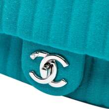 CHANEL Authenticated  PRE-OWNED Mini Vertical Quilted Jersey Single Flap Bag - Blue - View 6