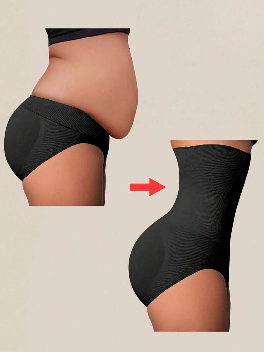 1 Piece Of High-Waisted Shapewear, Belly-Tucked Compression Panties, Hip Lift And Shape, Women's Shapewear, High-Waisted Belly-Tucked Panties For Women, Strong Belly-Tucked Waist Shapewear, Anti-Crimping Shapewear, Body Pants, Hip-Sculpting Body Pants, Women's Body-Sculpting Pants - 黑色 - 查看 1