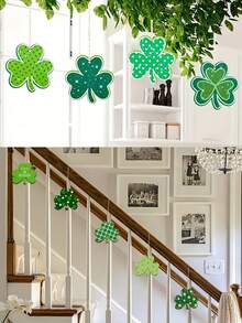 24pcs Wooden Clover Decorations, Unfinished St. Patrick's Day Decorations, Blank Unfinished Wooden Disc Decorations, Suitable For Hanging Spring Decorations On Family Farmhouse Crafts, Party Decorations